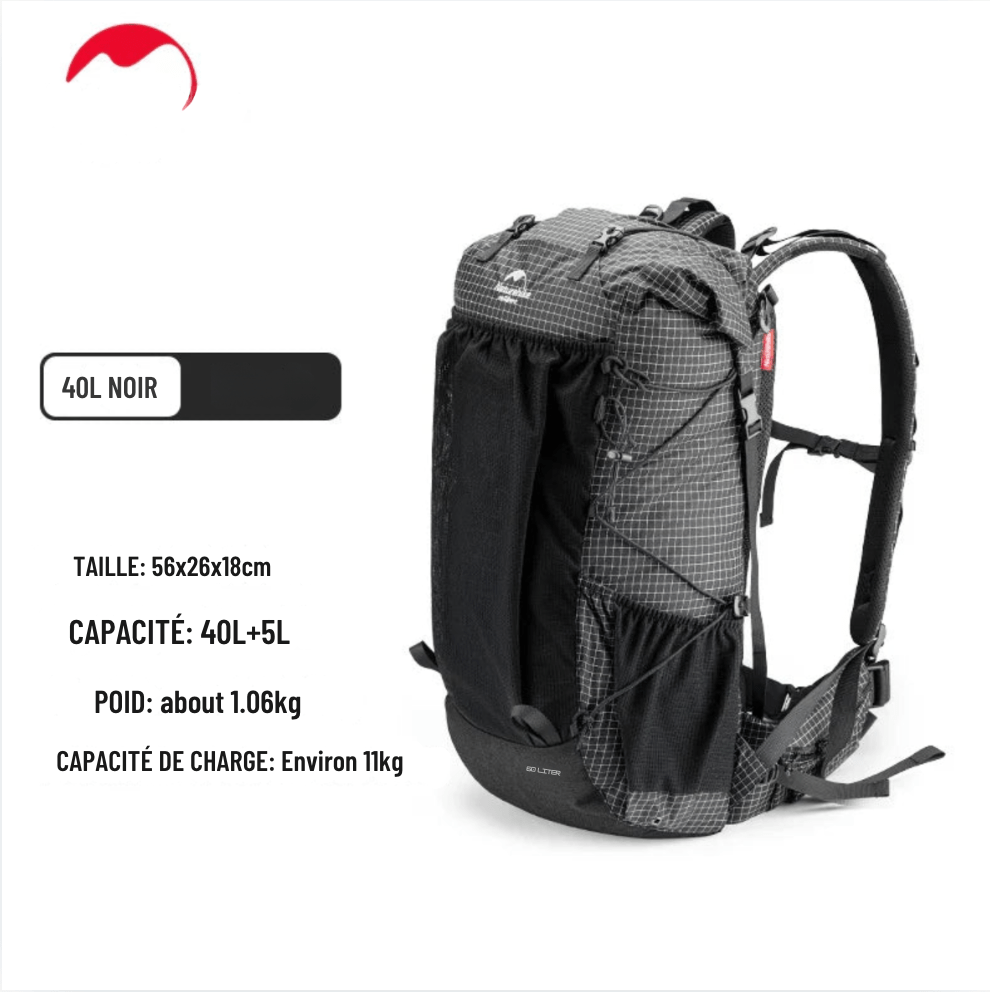 sac-voyages 40L NOIR Sac à dos randonnée 60L