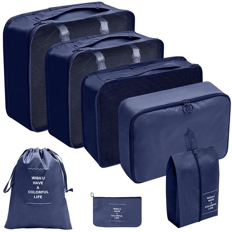 sac-voyages 7PCS-BLEU MARINE Organiseurs de bagage