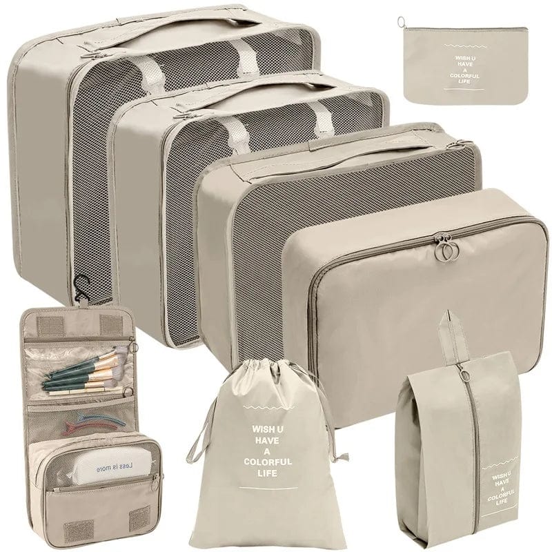 sac-voyages 8PCS-BEIGE Organiseurs de bagage