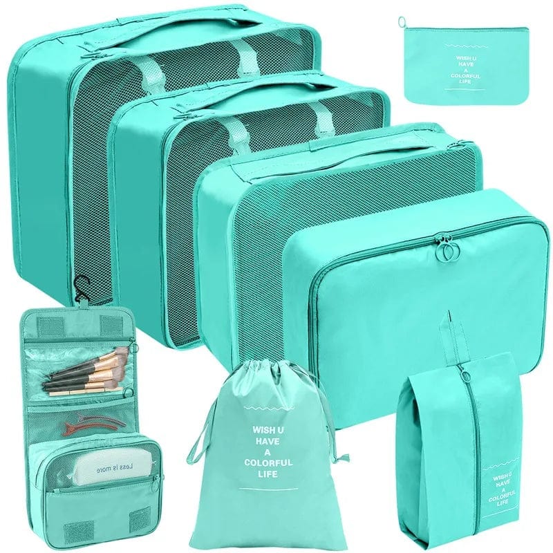 sac-voyages 8PCS-BLEU CLAIR Organiseurs de bagage