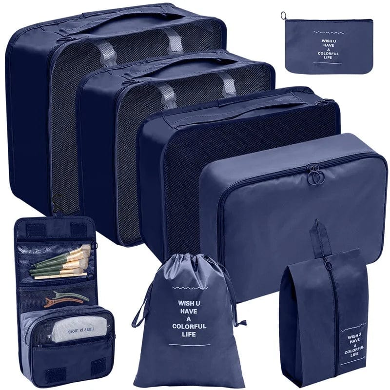 sac-voyages 8PCS-BLEU MARINE Organiseurs de bagage