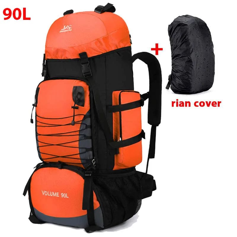 sac-voyages 90L ORANGE + HOUSSE IMPERMÉABLE Sac à dos 90l