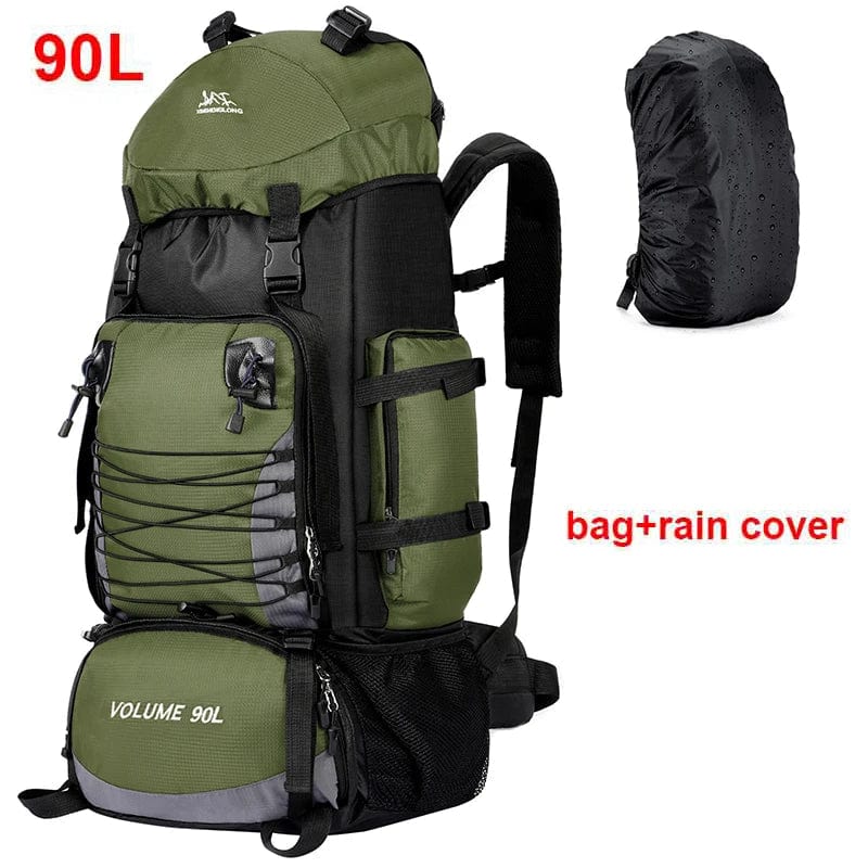 sac-voyages 90L VERT ARMÉE + HOUSSE IMPERMÉABLE Sac à dos 90l