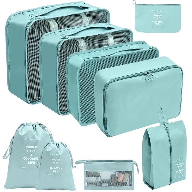 sac-voyages A 9PCS-BLEU LAGON Organiseurs de bagage