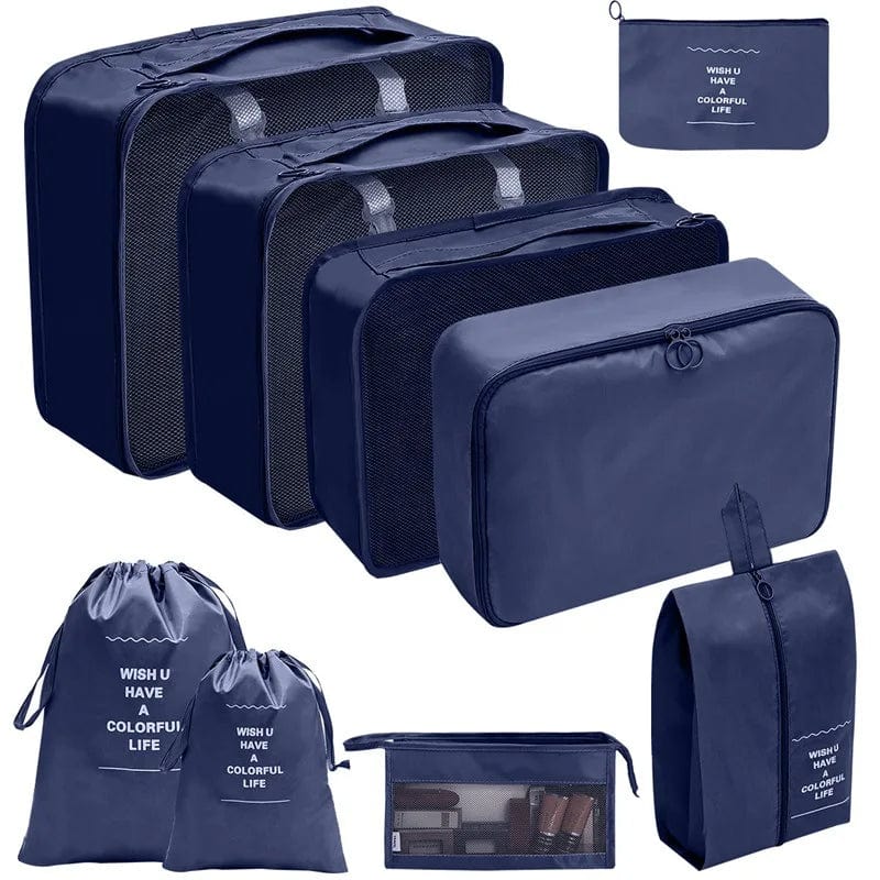 sac-voyages A 9PCS-BLEU MARINE Organiseurs de bagage