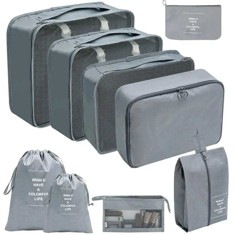 sac-voyages A 9PCS-GRIS Organiseurs de bagage