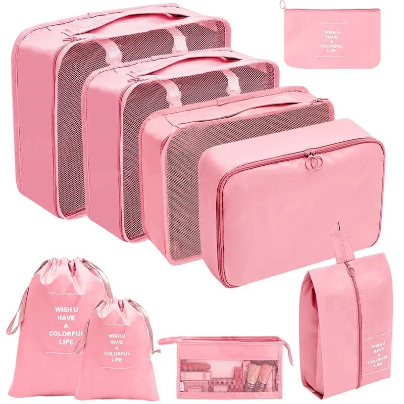 sac-voyages A 9PCS-ROSE Organiseurs de bagage