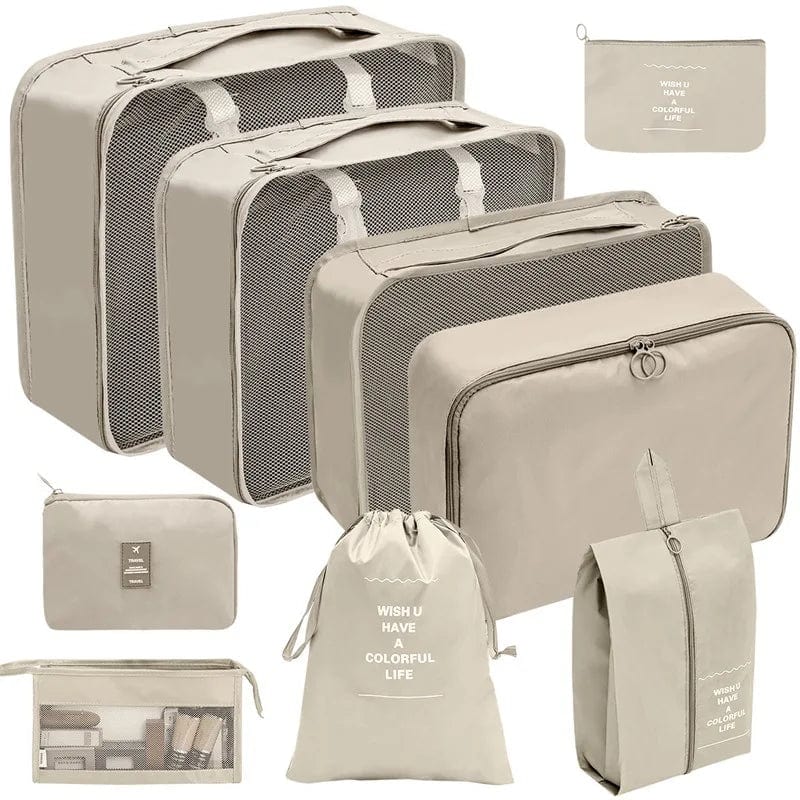 sac-voyages B 9PCS-BEIGE Organiseurs de bagage