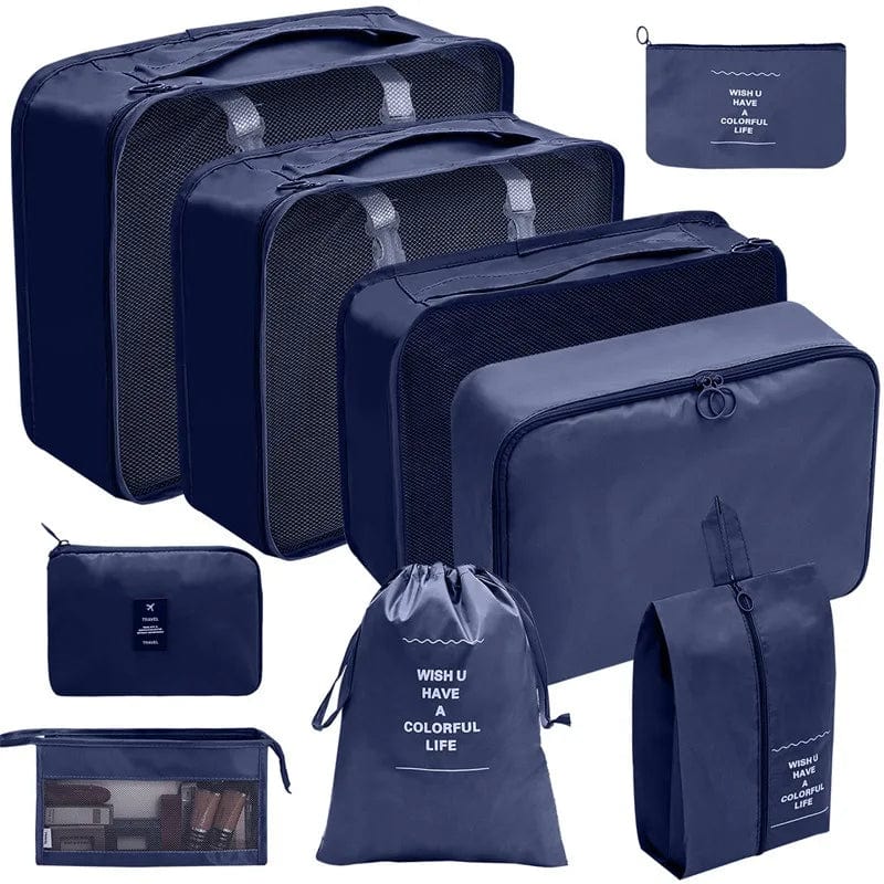 sac-voyages B 9PCS-BLEU MARINE Organiseurs de bagage