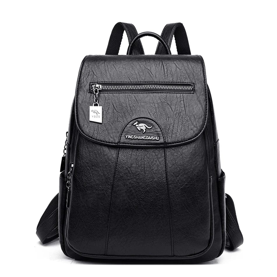 sac-voyages Black Sac a dos en cuir pour femme