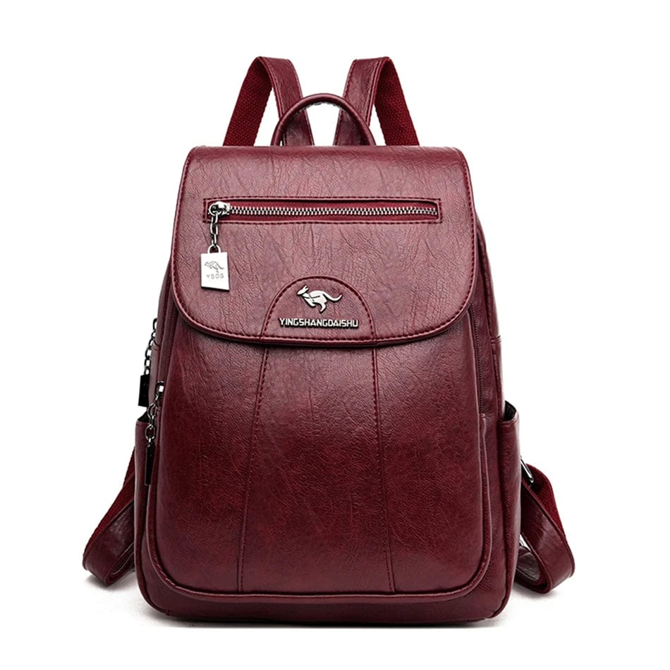 sac-voyages Burgundy Sac a dos en cuir pour femme