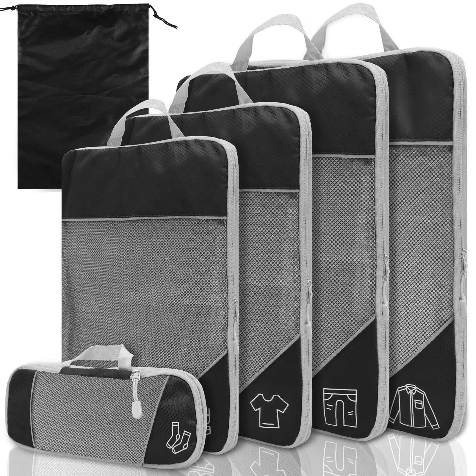 sac-voyages NOIR 6 PCS Pochette de rangement pour valise