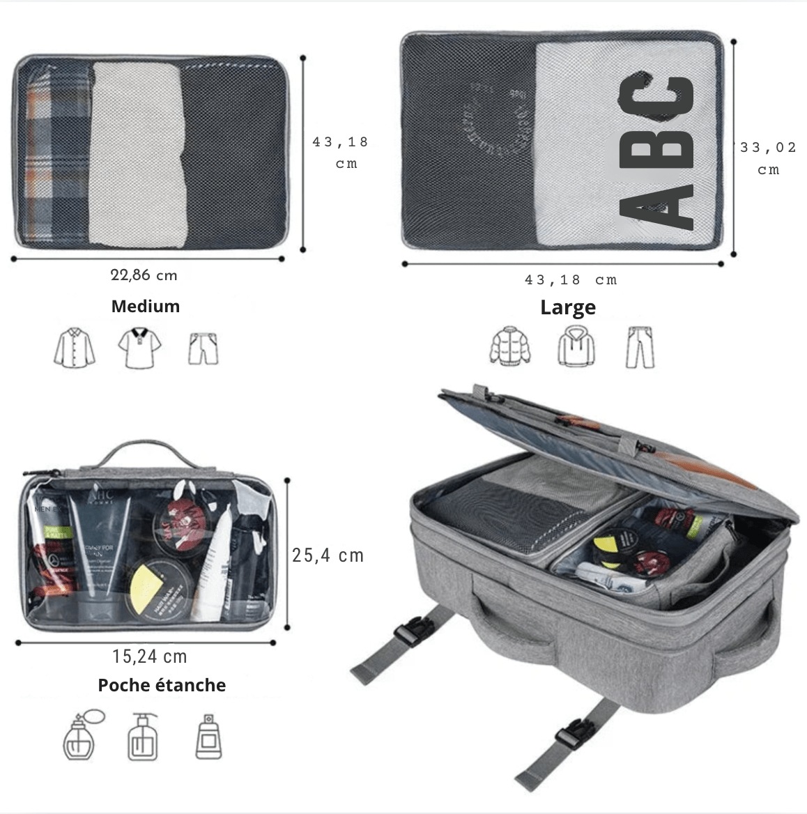 sac-voyages Sac à dos cabine extensible