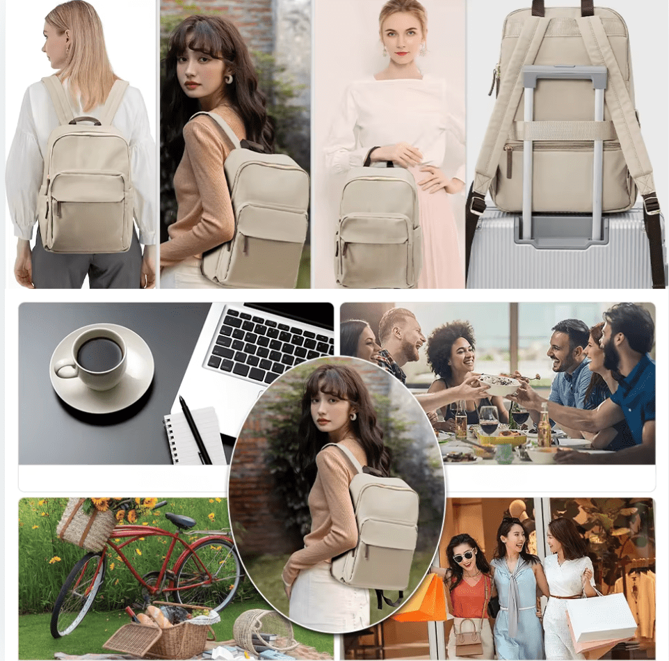 Sac à Dos Femme Antivol Étanché Kaki – Élégant, Léger Et Spacieux Pour Ordinateur Portable Et Voyage
