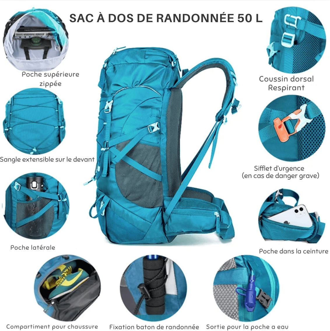 sac-voyages Sac de randonnée 50l