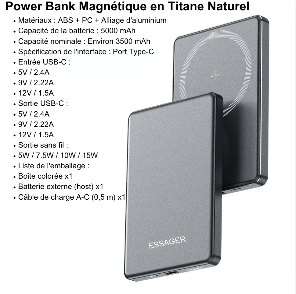 sac-voyages TITANE Batterie externe 5000 mah